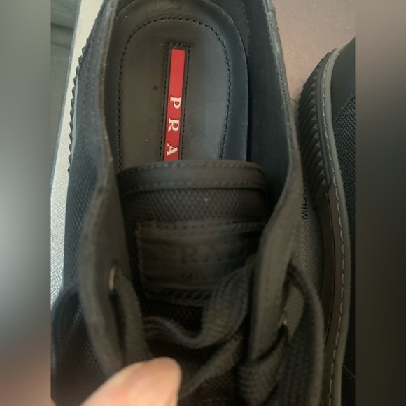 Prada Men's Black Leather Stratus Sneaker 4E3058 NIB size 6.5 - Picture 2 of 10